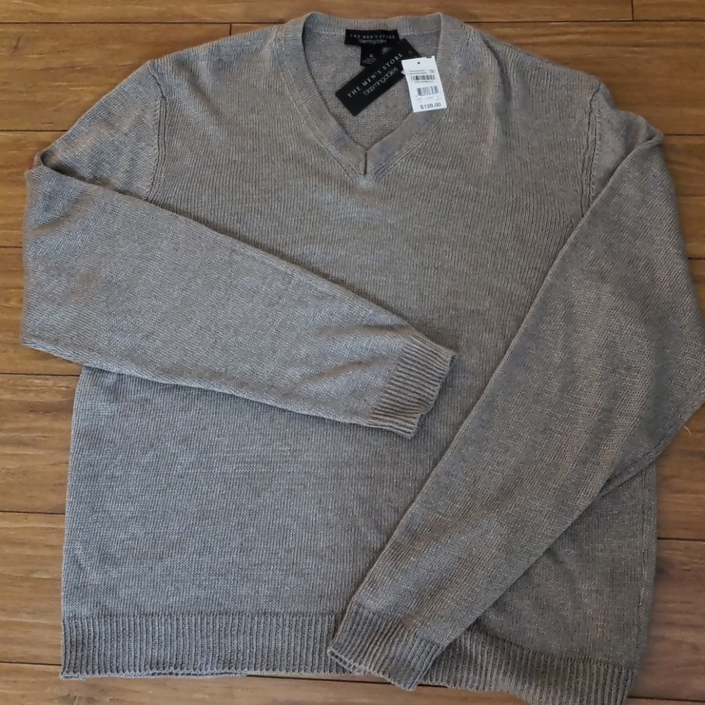 100% linen pullover v-neck sweater